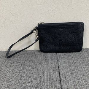 Coach Wristlet Wallet Womens Small Black Leather Top Zip Clutch Purse
